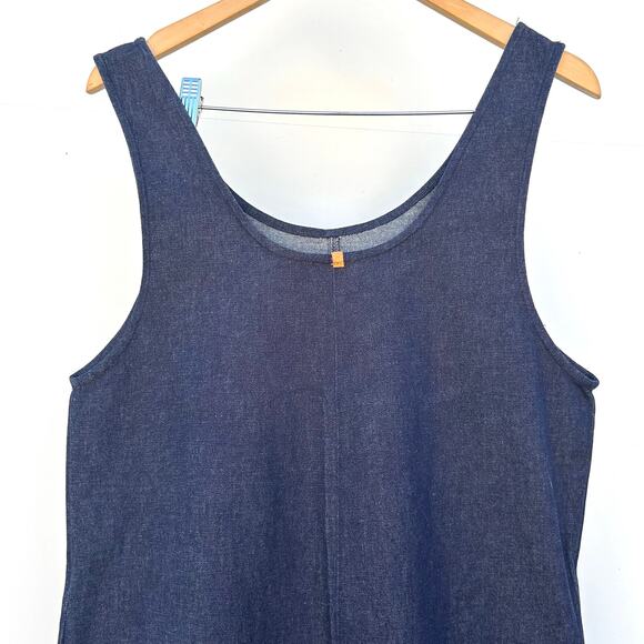 Merna Maita Denim Jumpsuit Tank Dark Wash Indigo Medium Jean One Piece - Picture 7 of 10